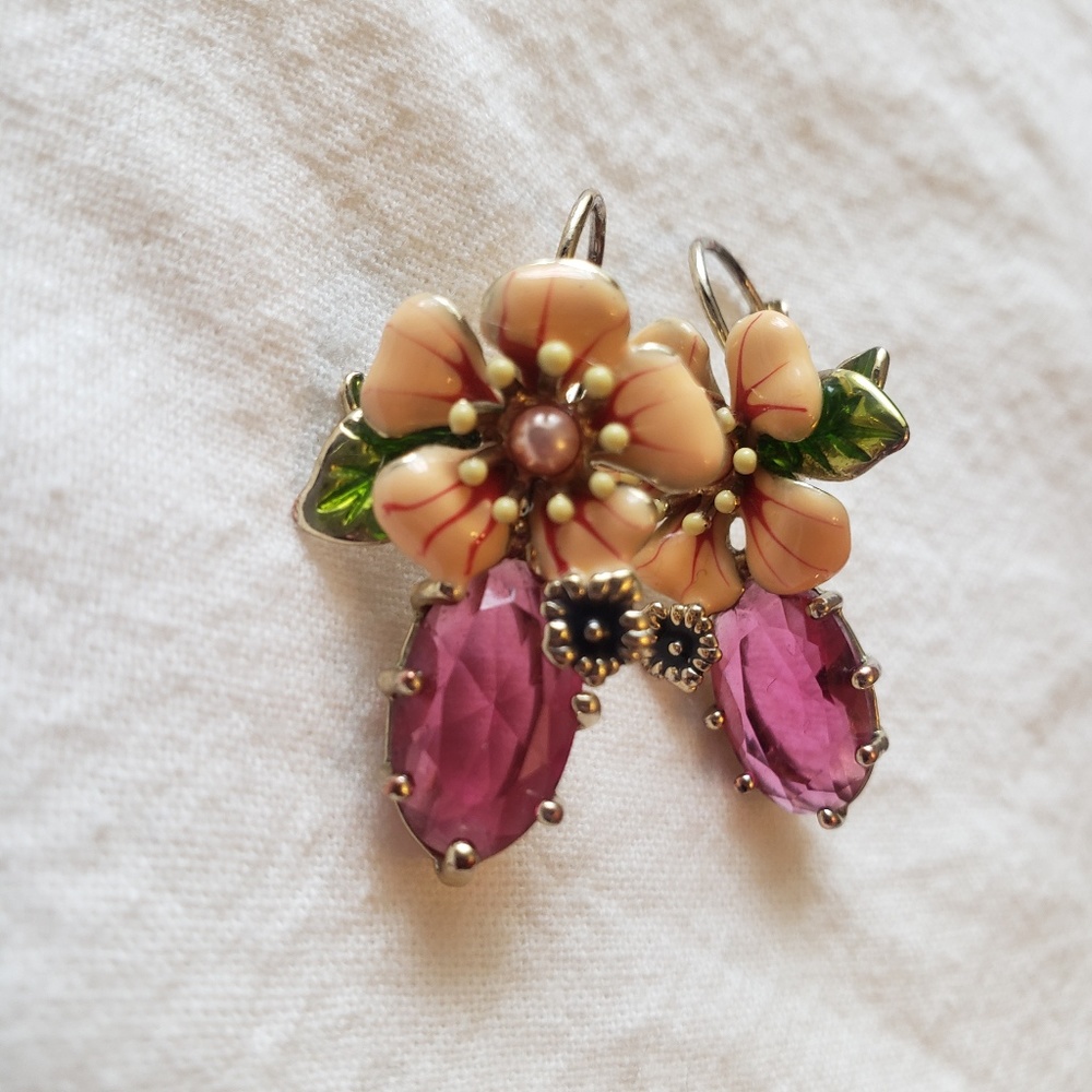 Les Nereides Flower Earrings Luxury Crystals